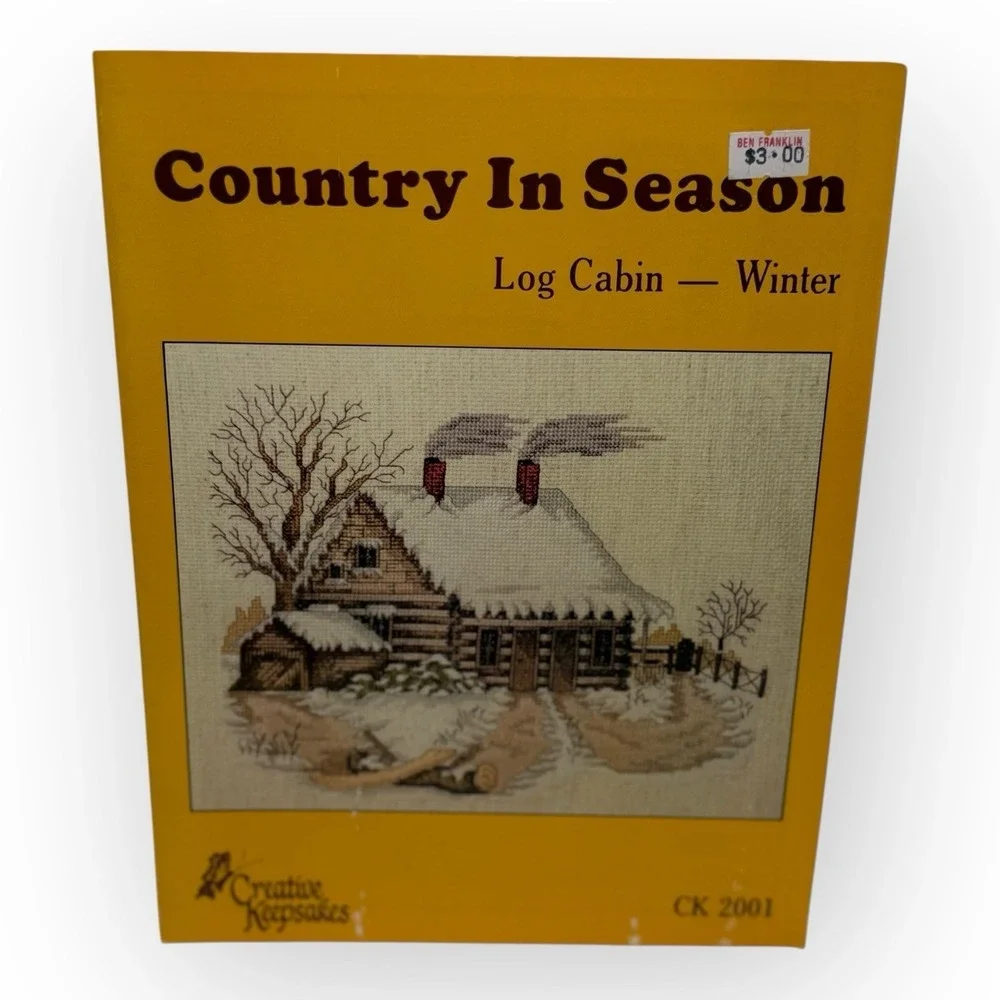 1986 Creative Keepsakes CK2001 Country in Season Log Cabin Winter Leaflet